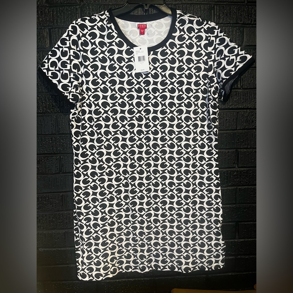 Black and White Patterned T-Shirt dress